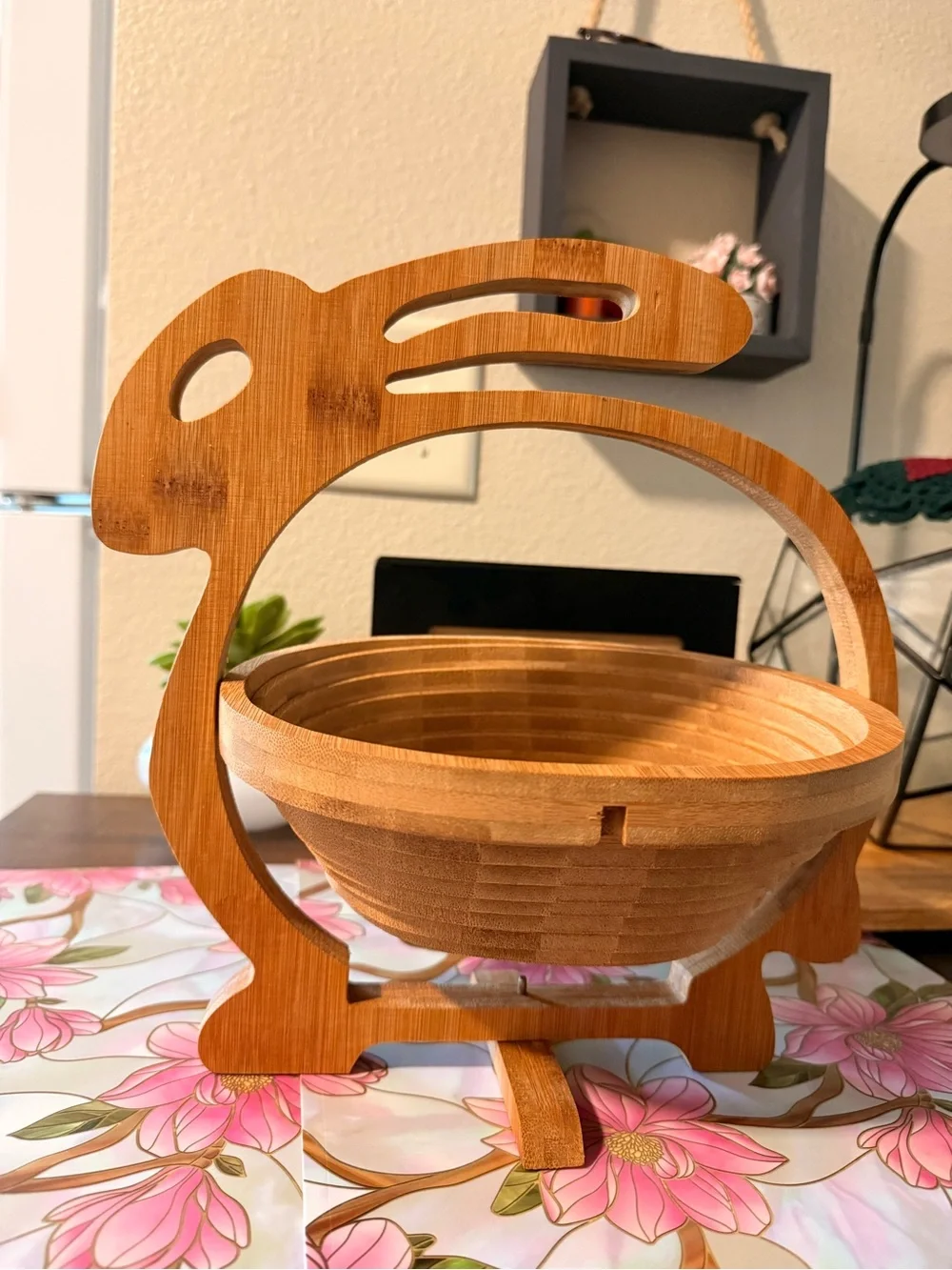 Bamboo Bunny Basket with Collapsible Bowl